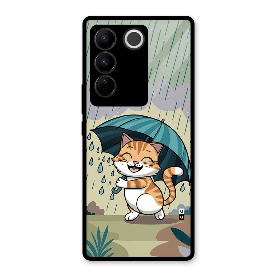 Cat In Rain Glass Back Case for Vivo V27