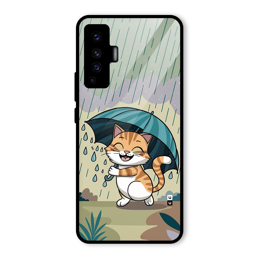 Cat In Rain Glass Back Case for Vivo X50