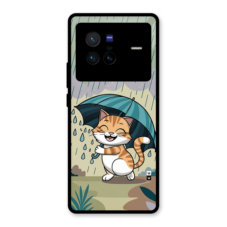 Cat In Rain Glass Back Case for Vivo X80