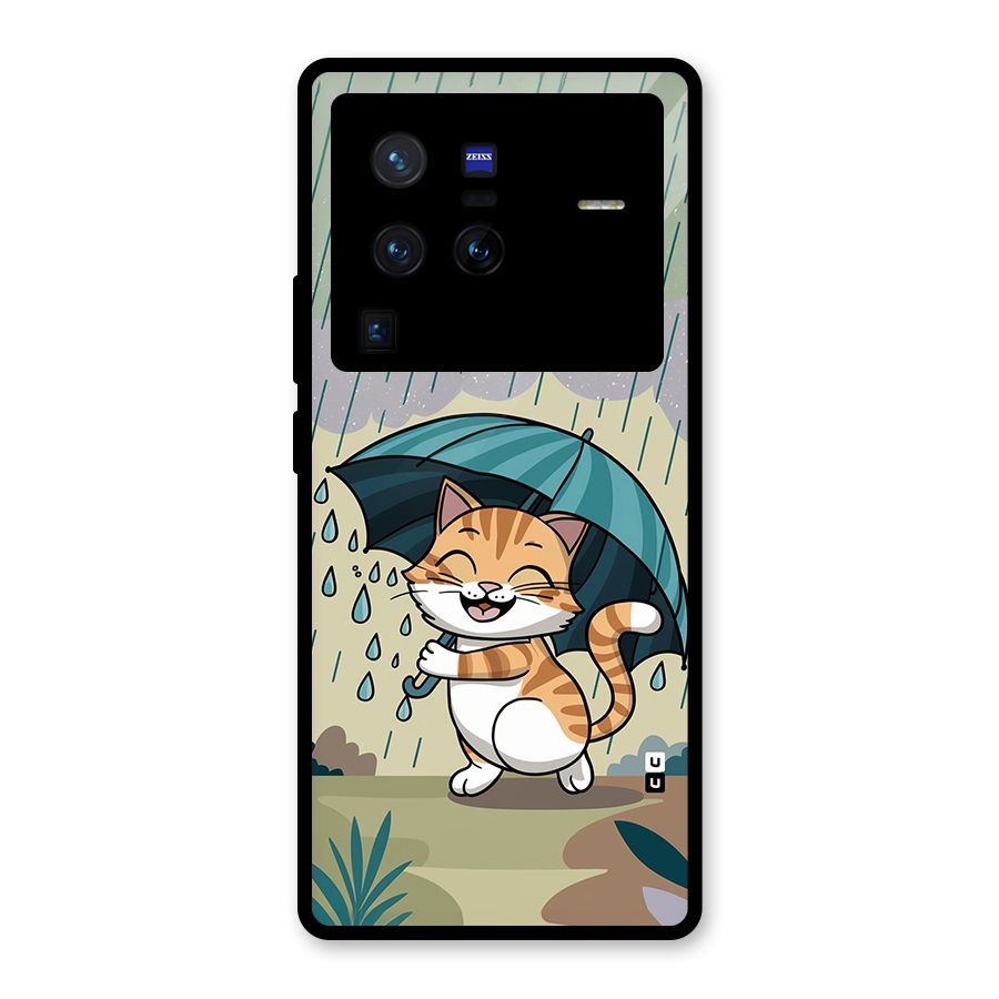 Cat In Rain Glass Back Case for Vivo X80 Pro