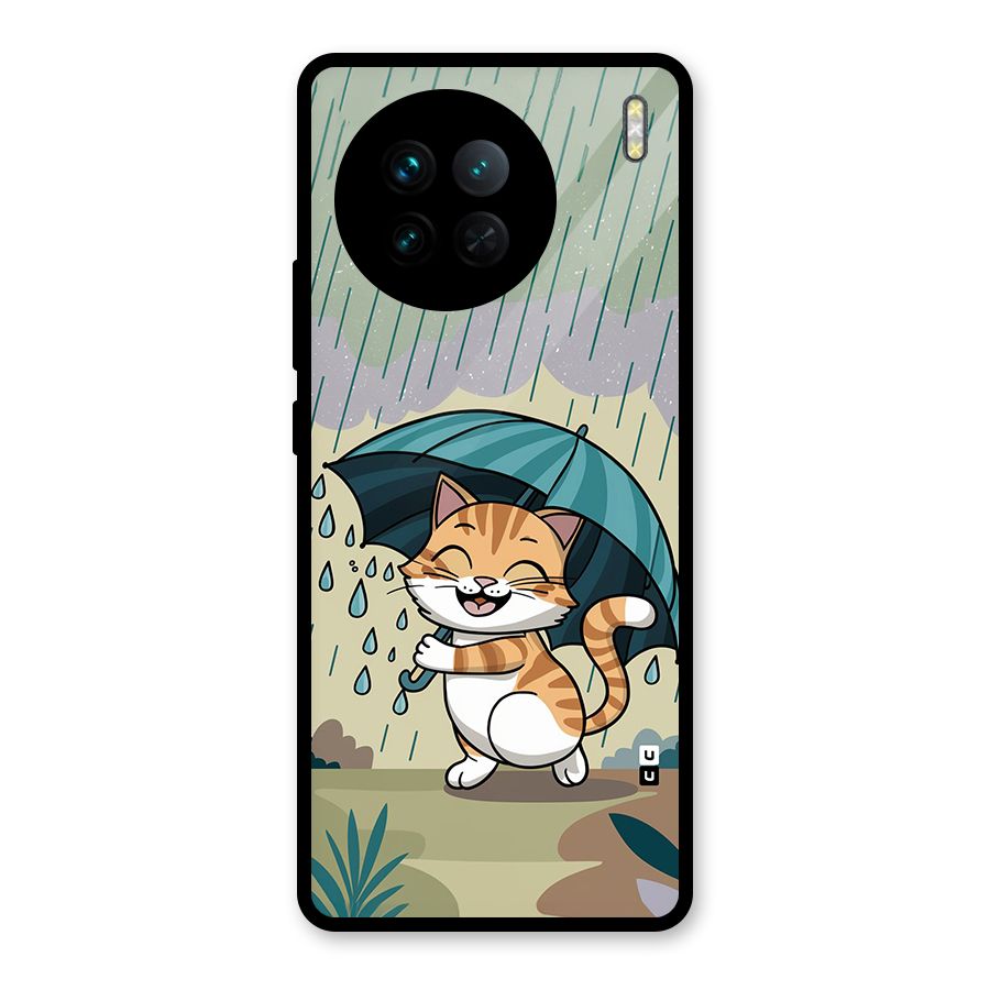 Cat In Rain Glass Back Case for Vivo X90