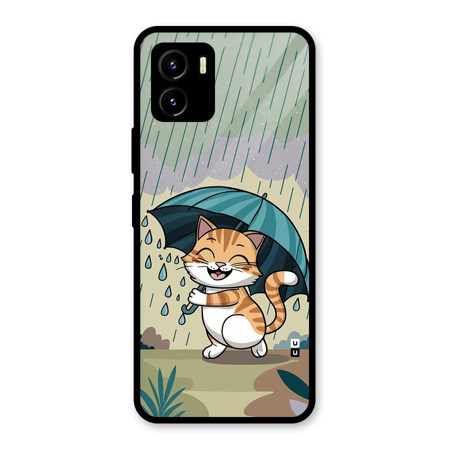 Cat In Rain Glass Back Case for Vivo Y15s