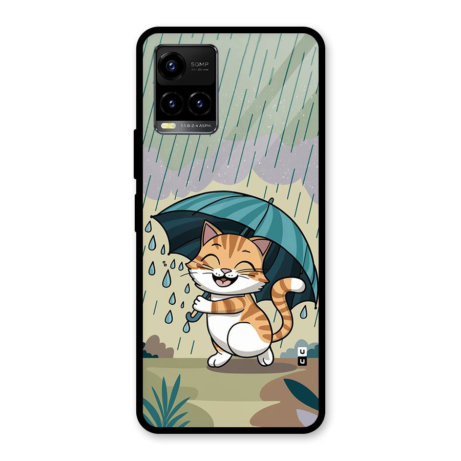 Cat In Rain Glass Back Case for Vivo Y21T
