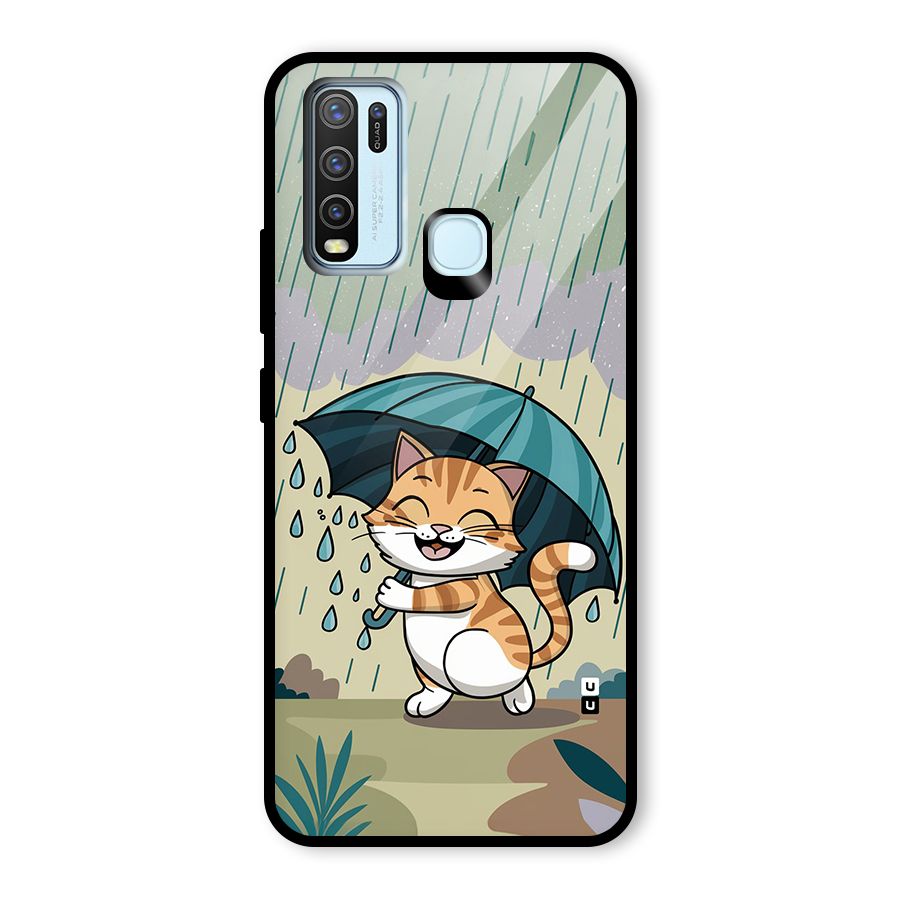 Cat In Rain Glass Back Case for Vivo Y30