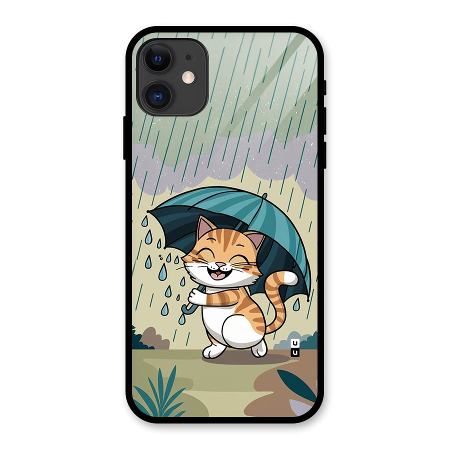 Cat In Rain Glass Back Case for iPhone 11