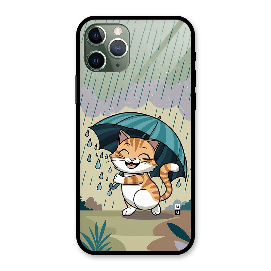 Cat In Rain Glass Back Case for iPhone 11 Pro