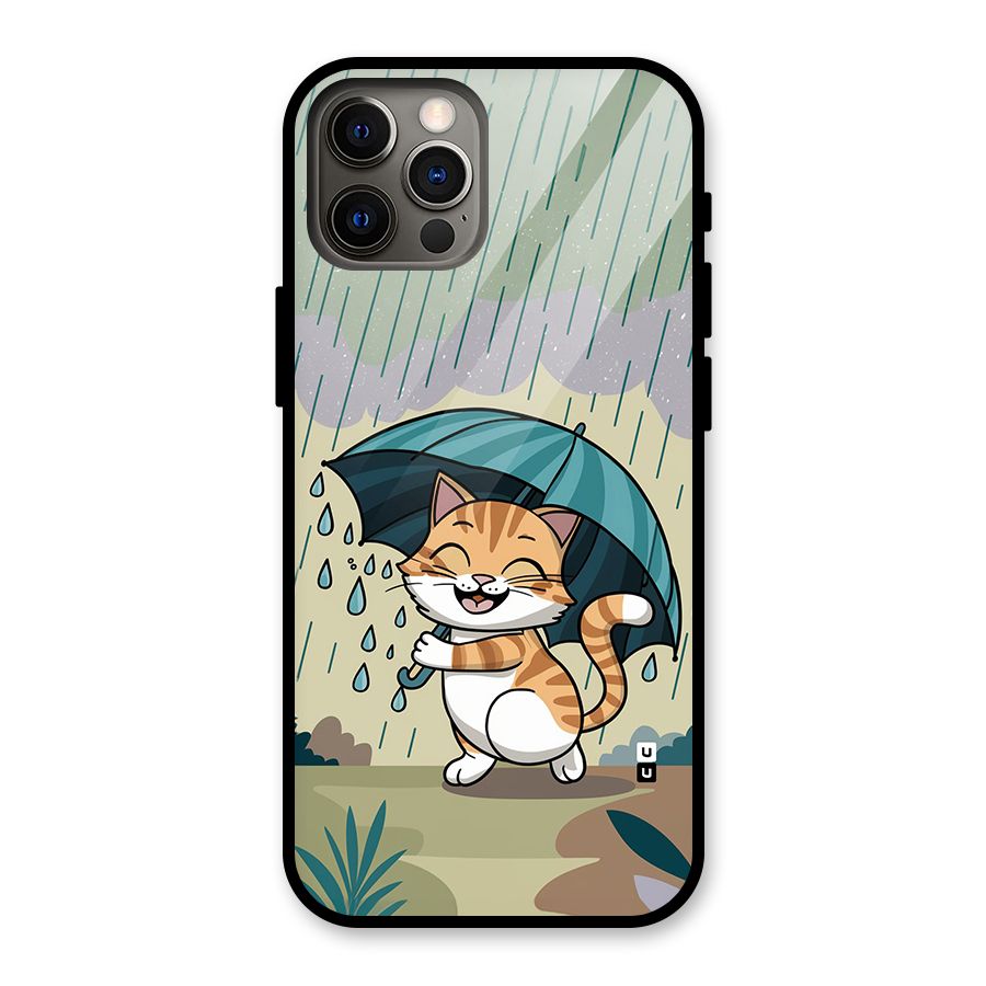 Cat In Rain Glass Back Case for iPhone 12 Pro