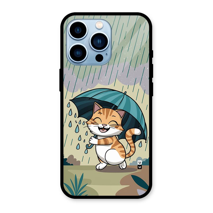 Cat In Rain Glass Back Case for iPhone 13 Pro