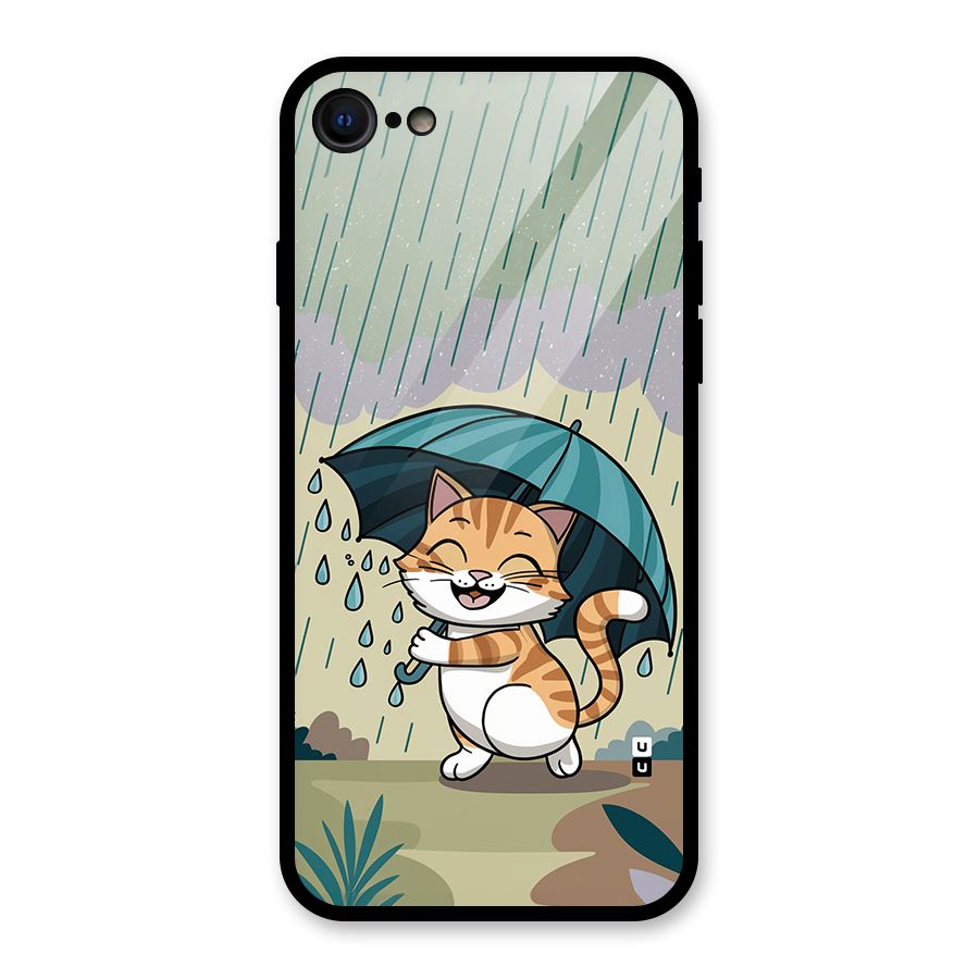 Cat In Rain Glass Back Case for iPhone 7