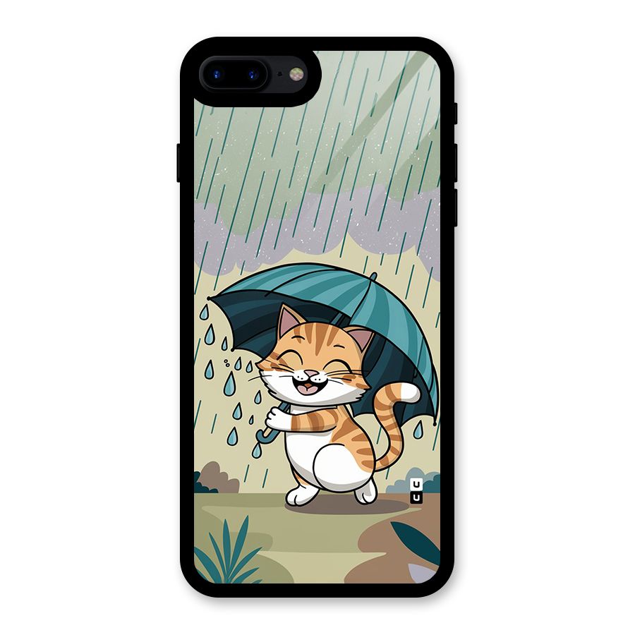 Cat In Rain Glass Back Case for iPhone 8 Plus