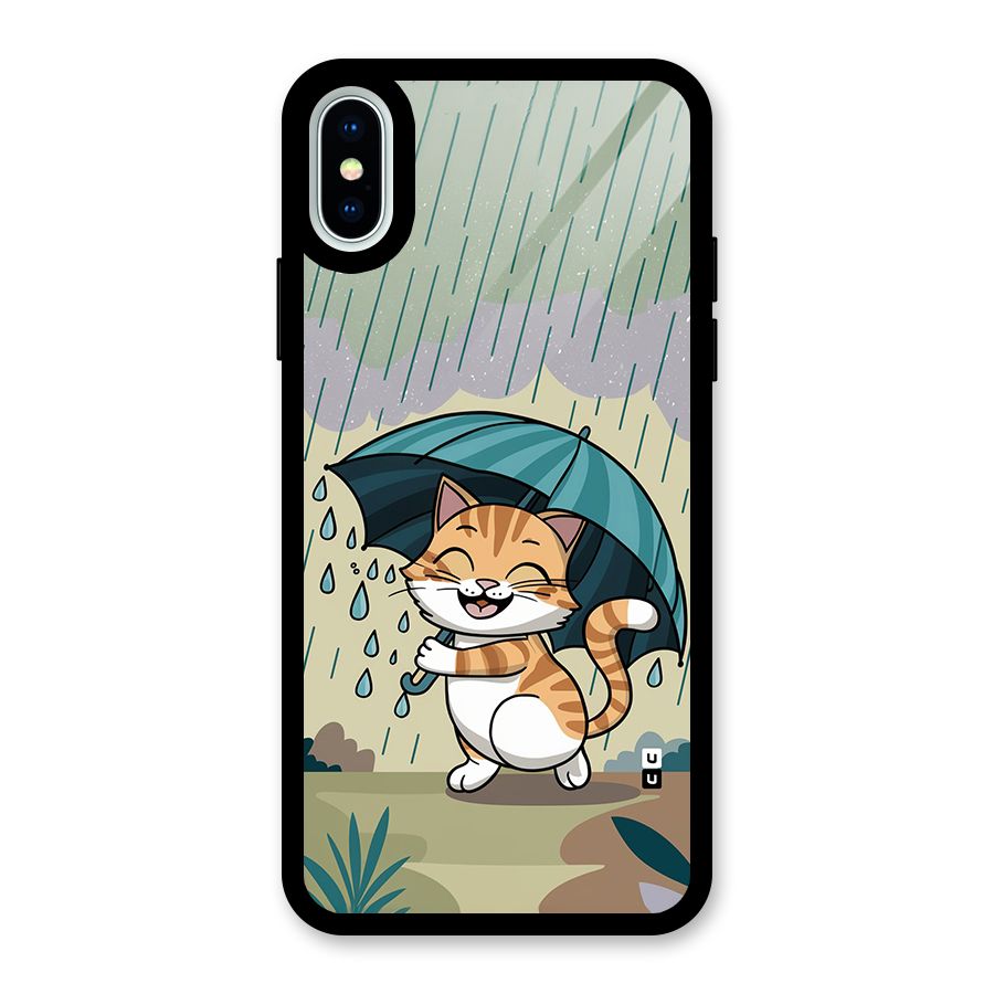 Cat In Rain Glass Back Case for iPhone XS