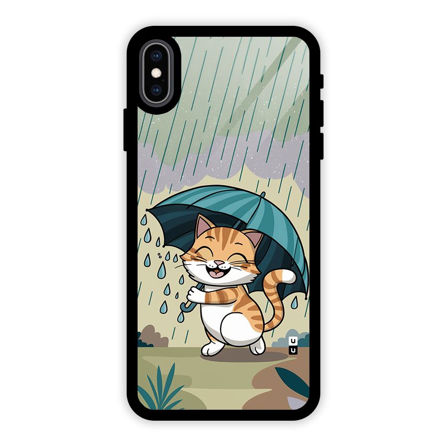 Cat In Rain Glass Back Case for iPhone XS Max