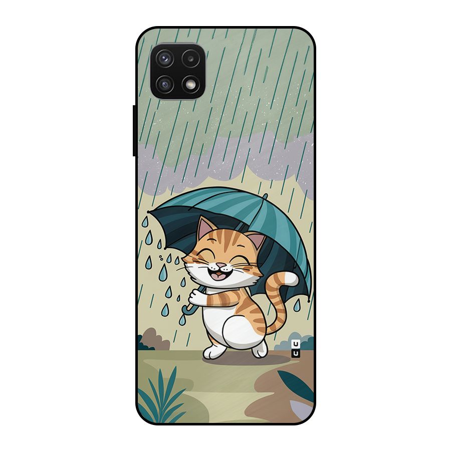 Cat In Rain Metal Back Case for Galaxy A22 5G