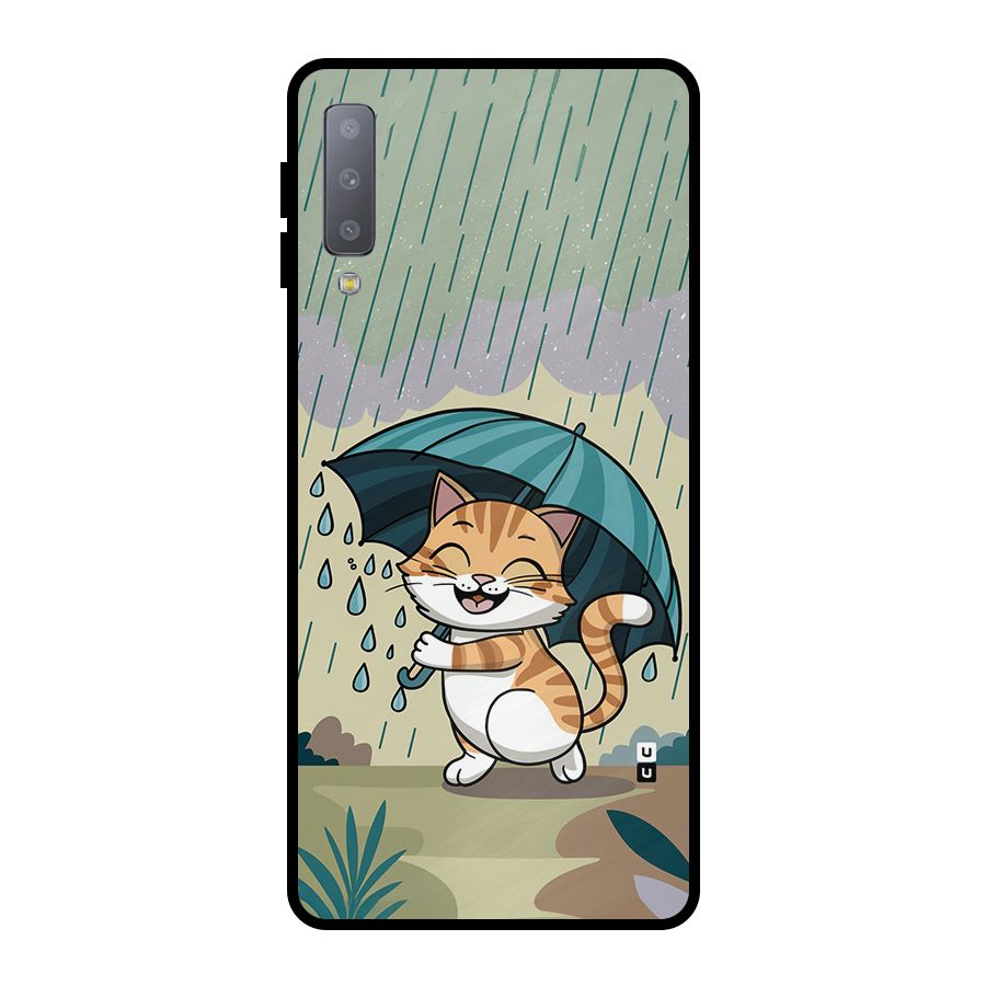 Cat In Rain Metal Back Case for Galaxy A7 (2018)