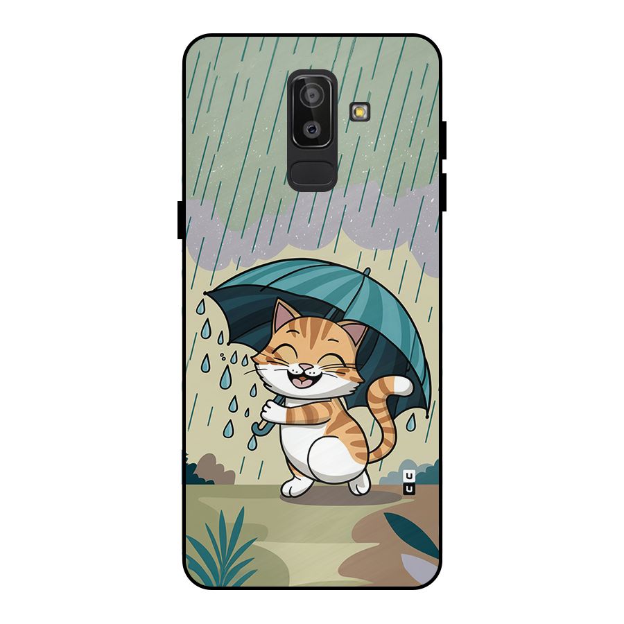 Cat In Rain Metal Back Case for Galaxy J8