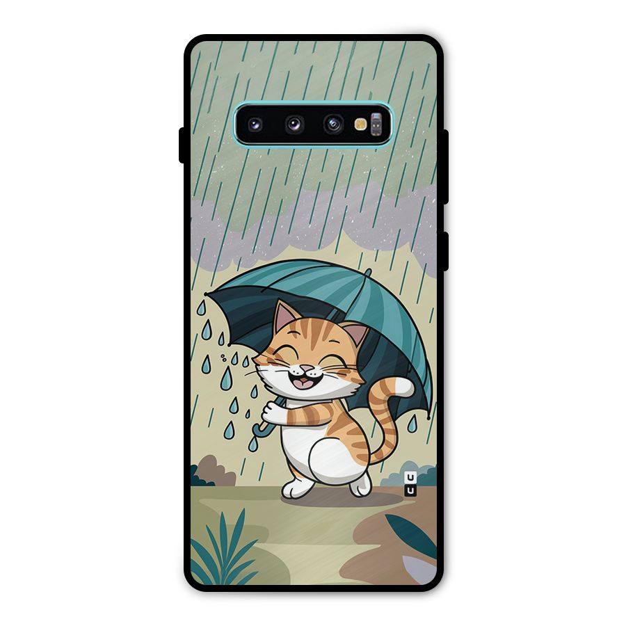 Cat In Rain Metal Back Case for Galaxy S10 Plus