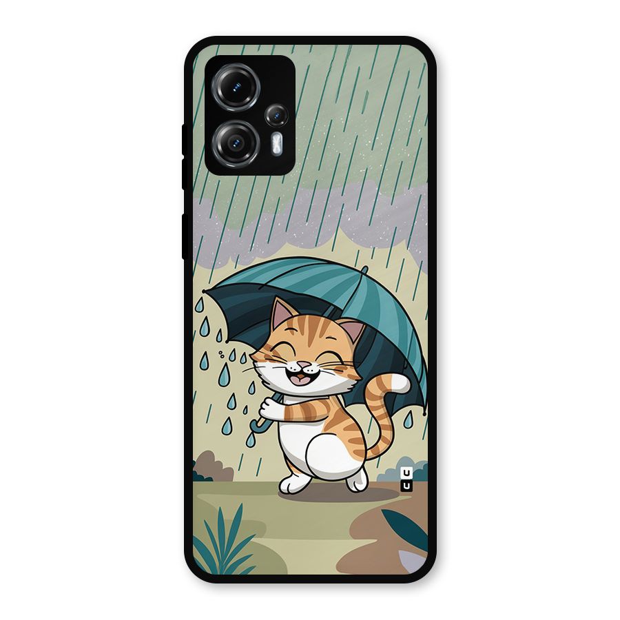 Cat In Rain Metal Back Case for Moto G13