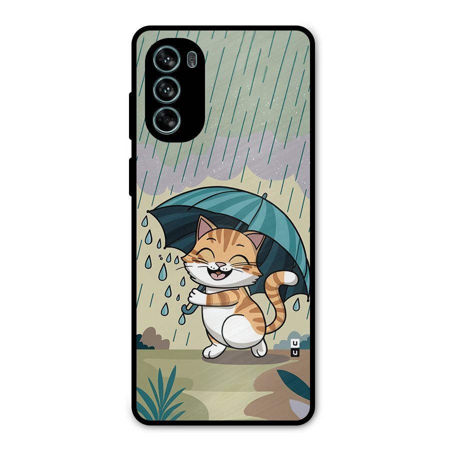 Cat In Rain Metal Back Case for Moto G62