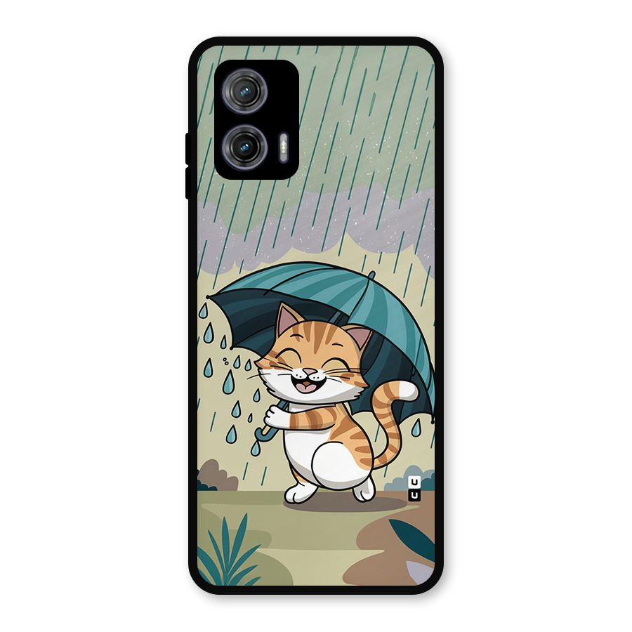 Cat In Rain Metal Back Case for Moto G73