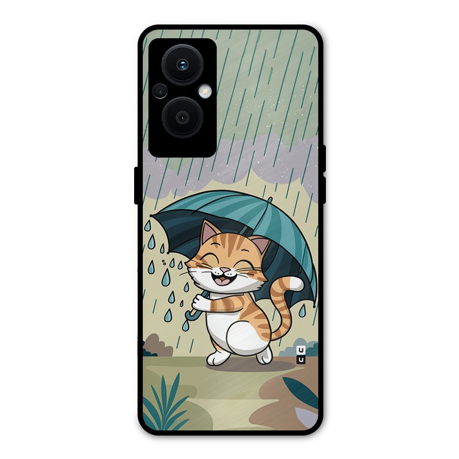 Cat In Rain Metal Back Case for Oppo F21 Pro 5G