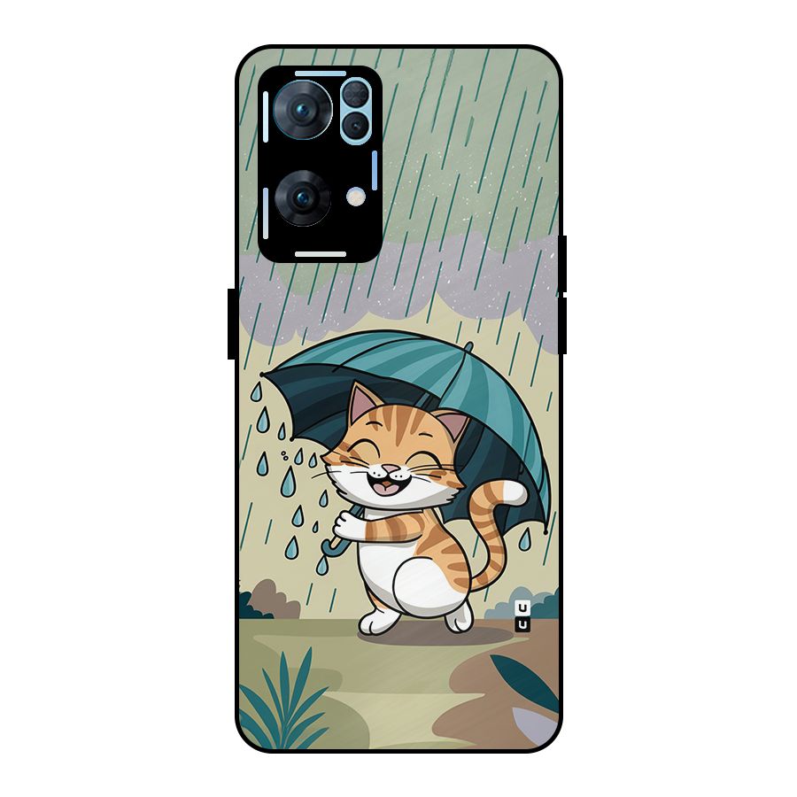 Cat In Rain Metal Back Case for Oppo Reno7 Pro 5G