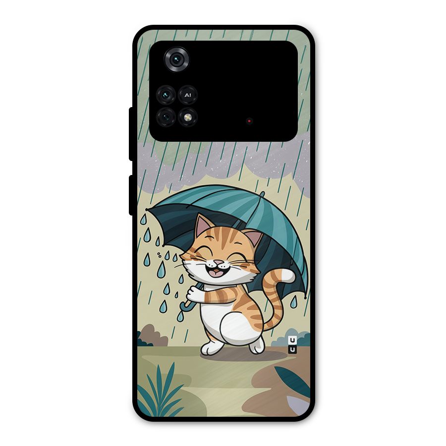 Cat In Rain Metal Back Case for Poco M4 Pro 4G
