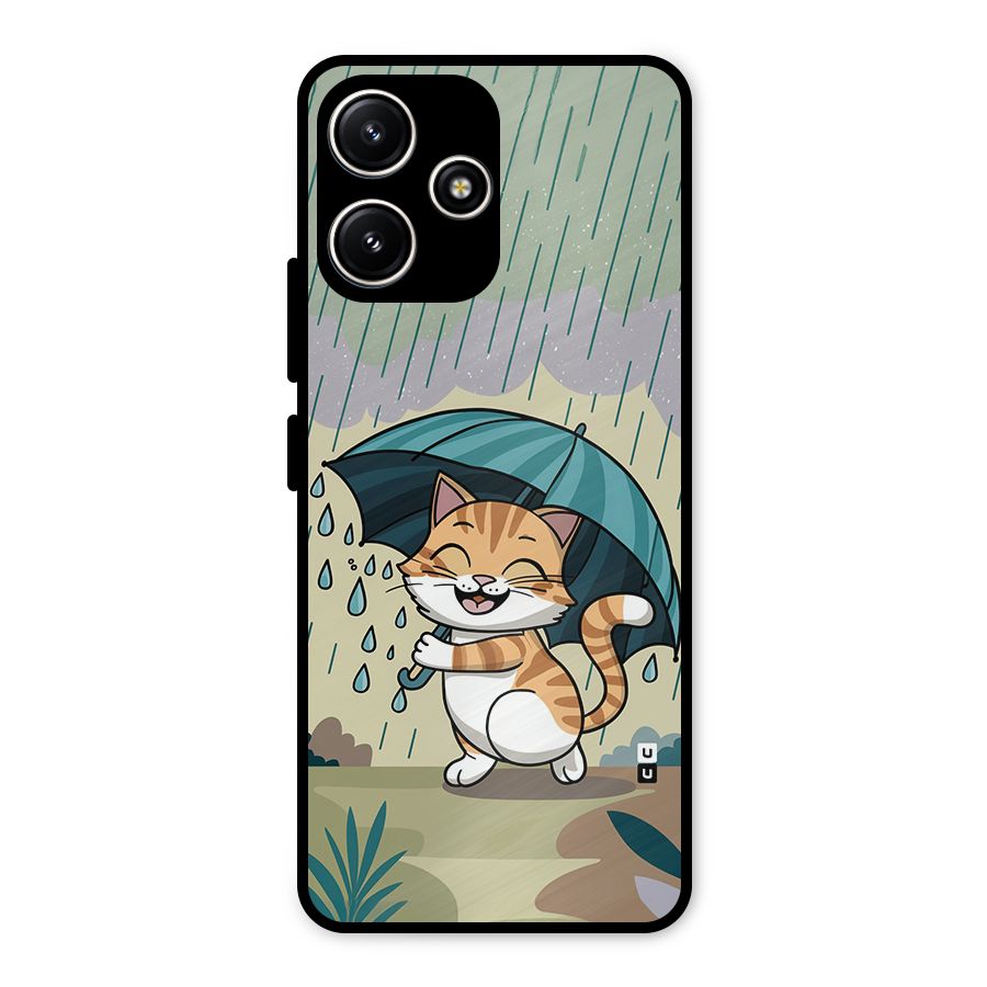 Cat In Rain Metal Back Case for Poco M6 Pro