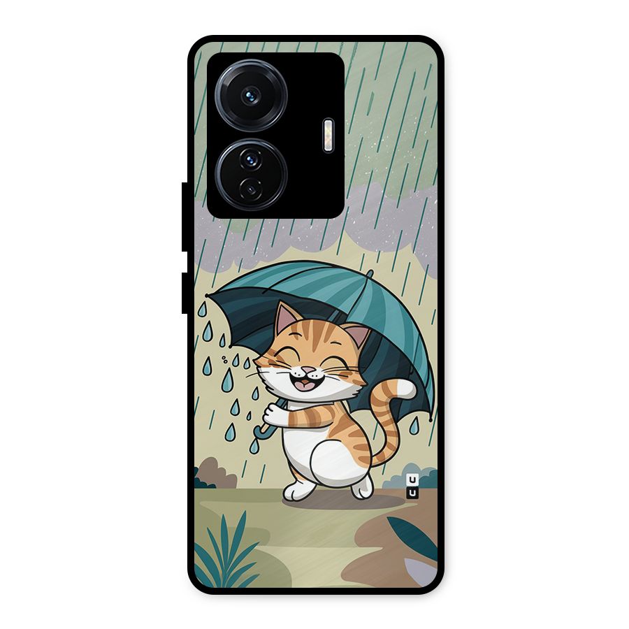 Cat In Rain Metal Back Case for Vivo T1 Pro