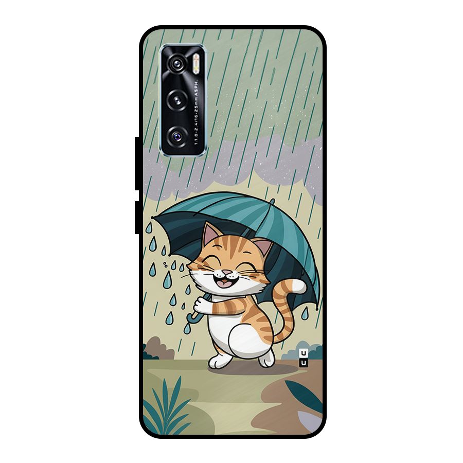 Cat In Rain Metal Back Case for Vivo V20 SE