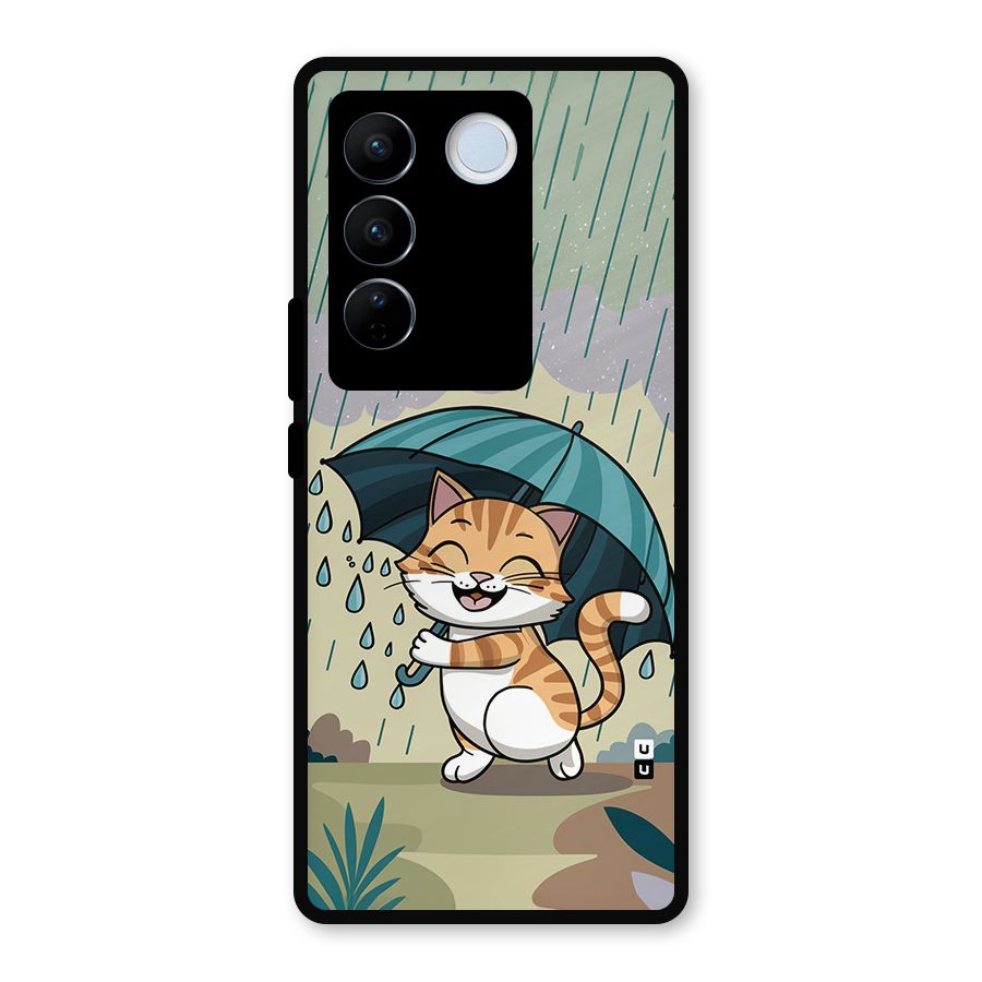 Cat In Rain Metal Back Case for Vivo V27
