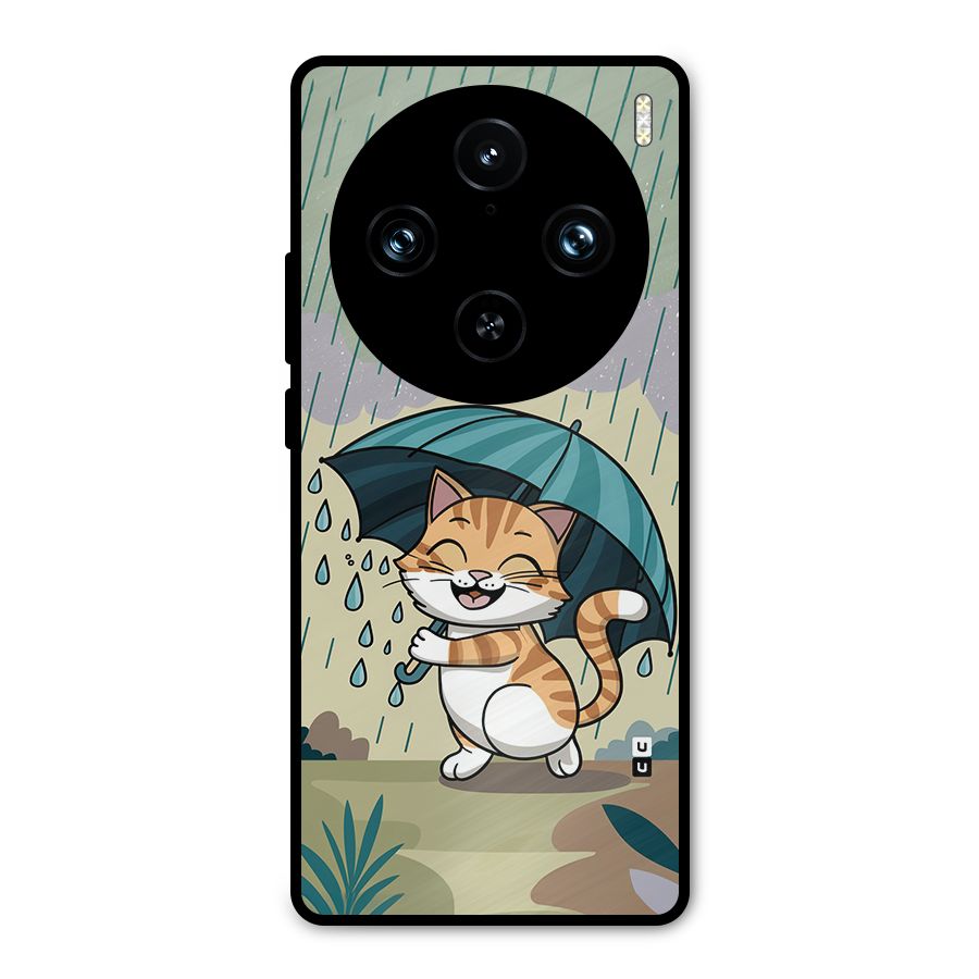 Cat In Rain Metal Back Case for Vivo X100 Pro