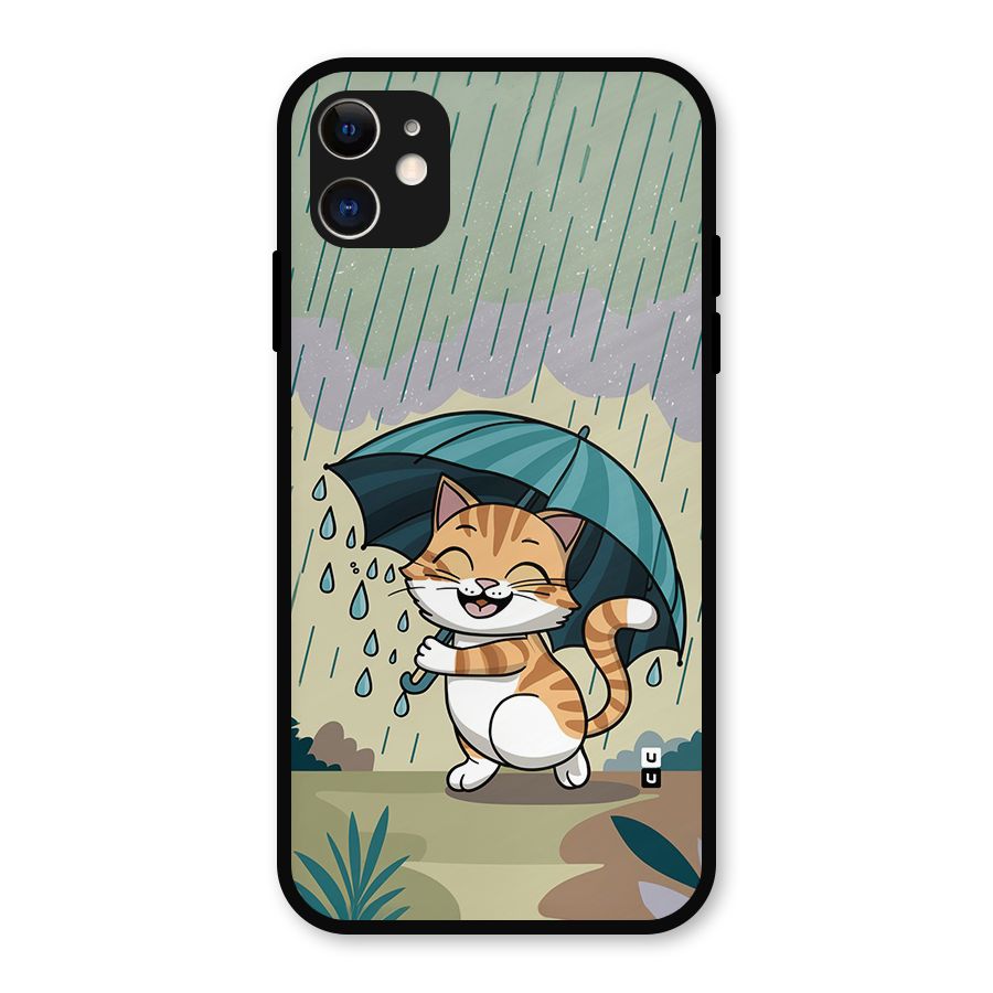 Cat In Rain Metal Back Case for iPhone 11
