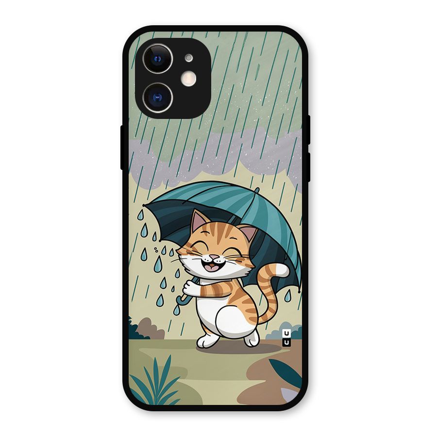 Cat In Rain Metal Back Case for iPhone 12