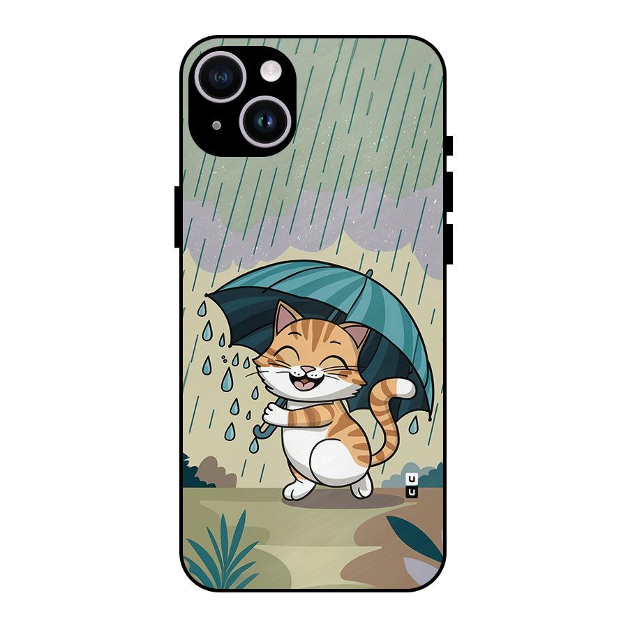 Cat In Rain Metal Back Case for iPhone 14 Plus