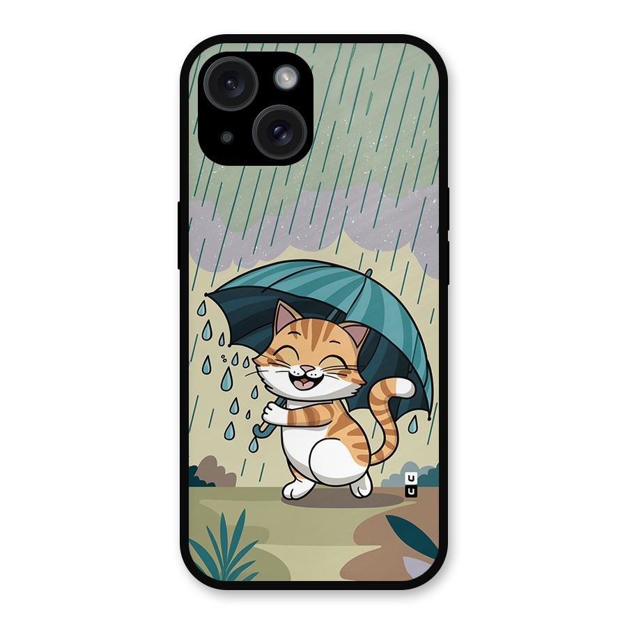 Cat In Rain Metal Back Case for iPhone 15
