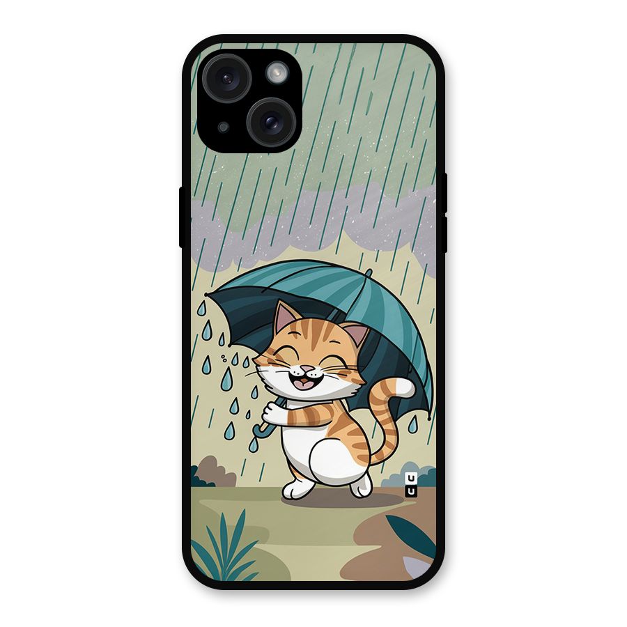 Cat In Rain Metal Back Case for iPhone 15 Plus