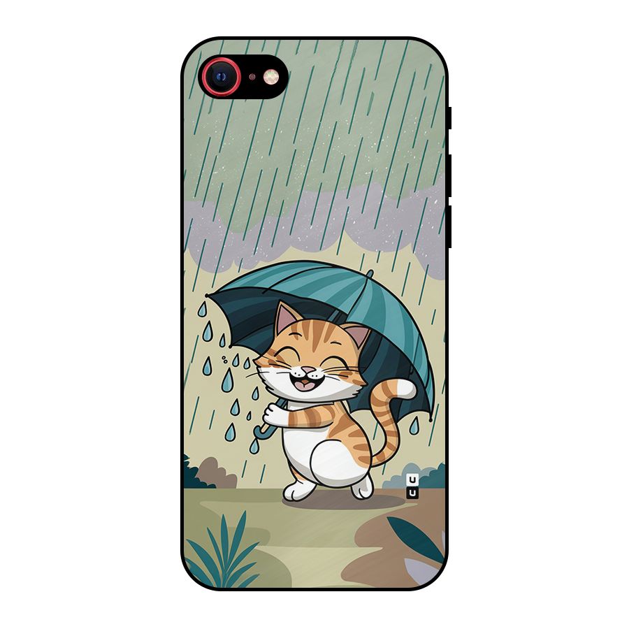 Cat In Rain Metal Back Case for iPhone SE 2022