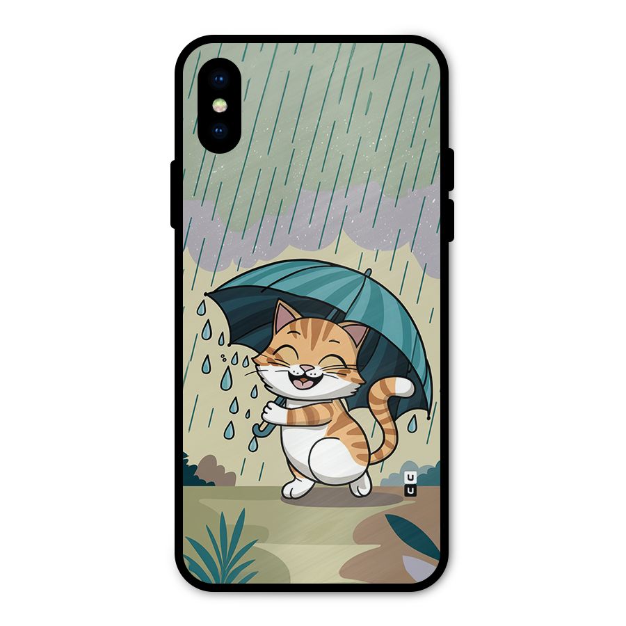 Cat In Rain Metal Back Case for iPhone X