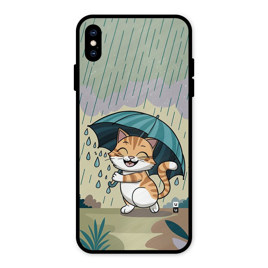 Cat In Rain Metal Back Case for iPhone XS Max