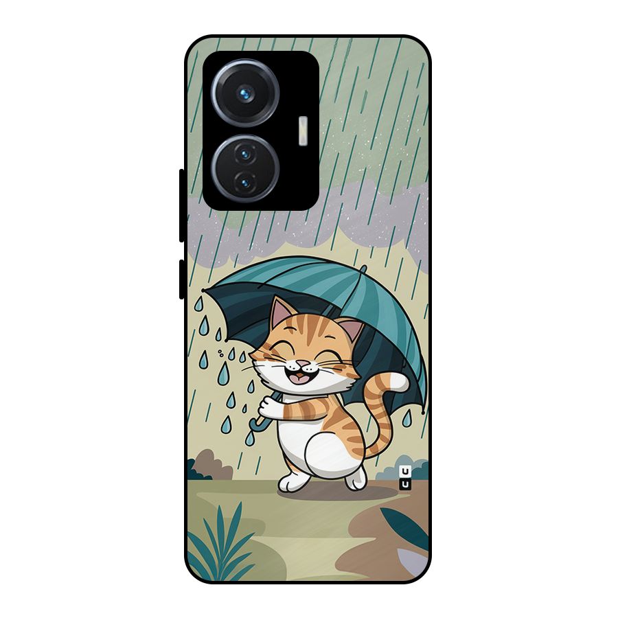Cat In Rain Metal Back Case for iQOO Z6 44W