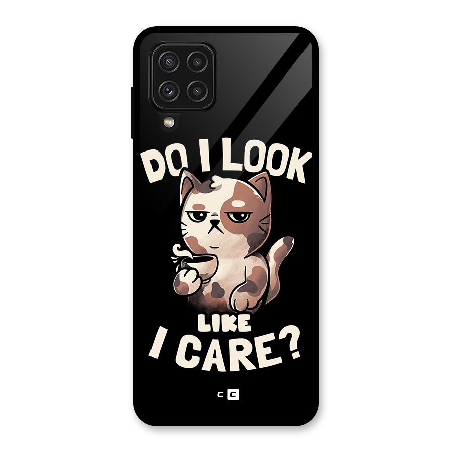 Cat Look Like Care Glass Back Case for Galaxy A22 4G