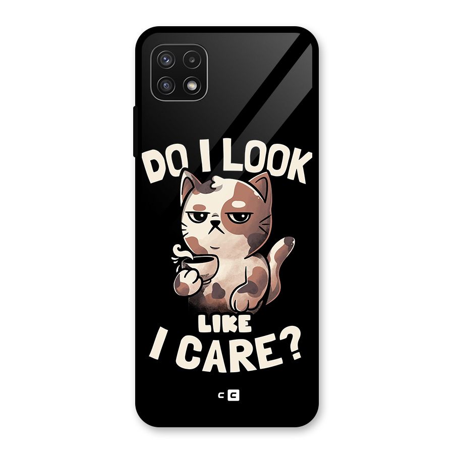 Cat Look Like Care Glass Back Case for Galaxy A22 5G