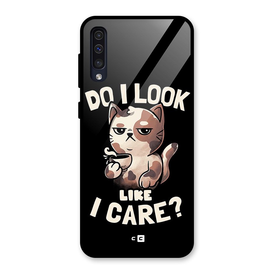 Cat Look Like Care Glass Back Case for Galaxy A50
