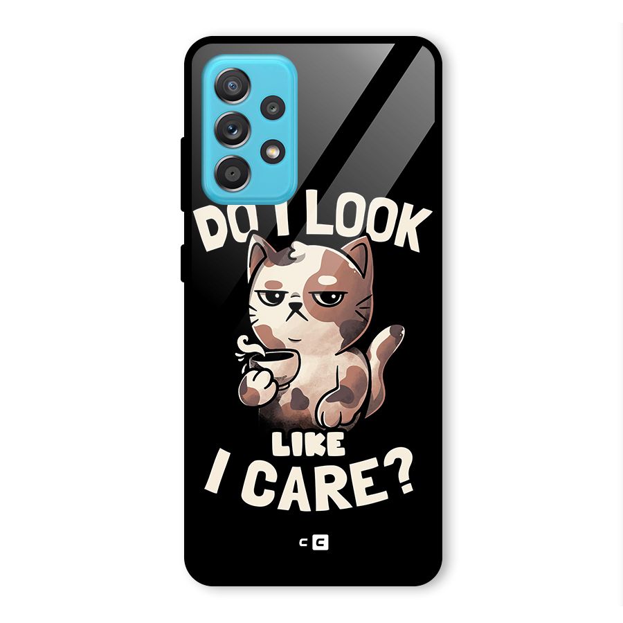 Cat Look Like Care Glass Back Case for Galaxy A52