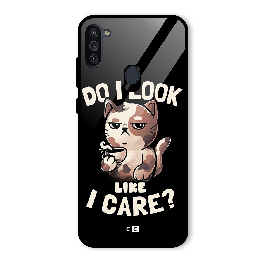 Cat Look Like Care Glass Back Case for Galaxy M11