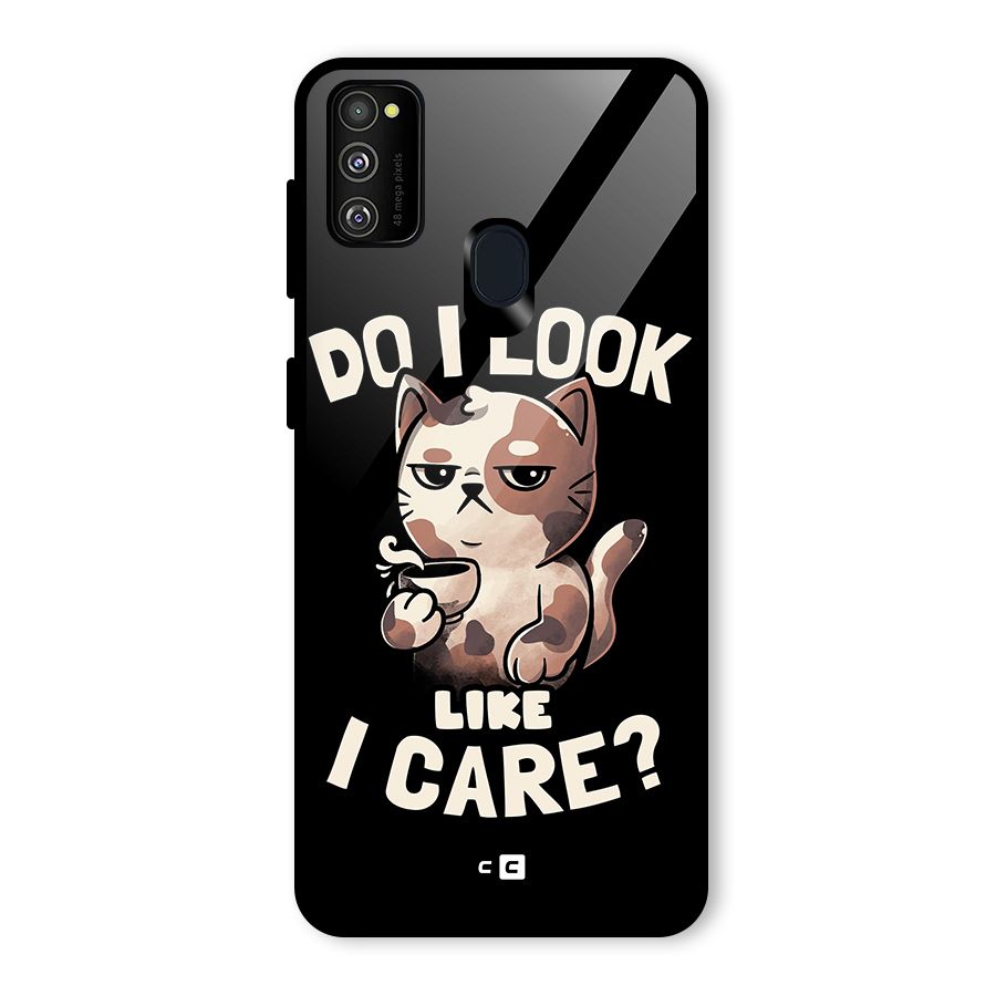 Cat Look Like Care Glass Back Case for Galaxy M30s