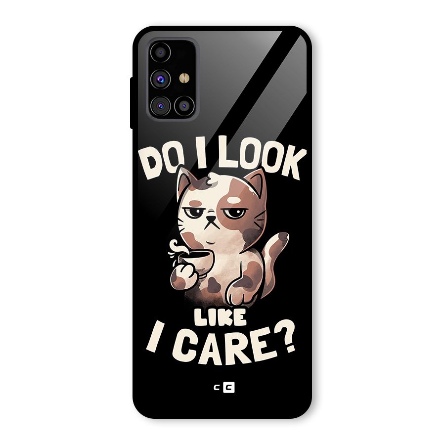 Cat Look Like Care Glass Back Case for Galaxy M31s