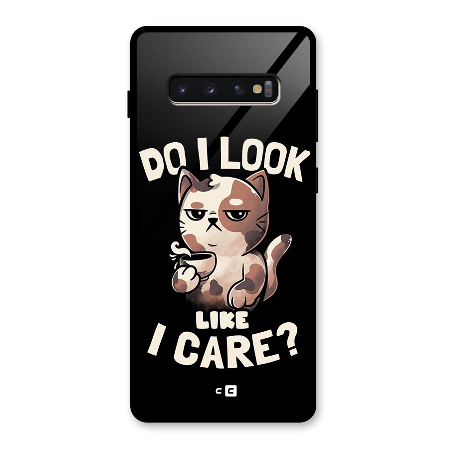Cat Look Like Care Glass Back Case for Galaxy S10 Plus