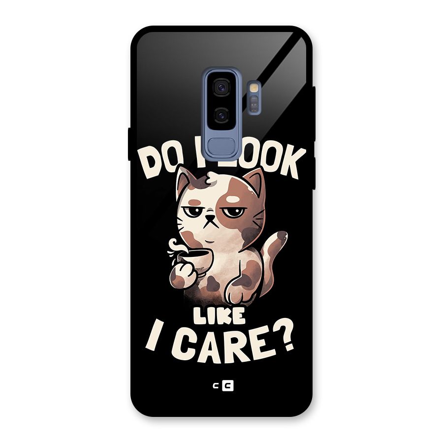 Cat Look Like Care Glass Back Case for Galaxy S9 Plus