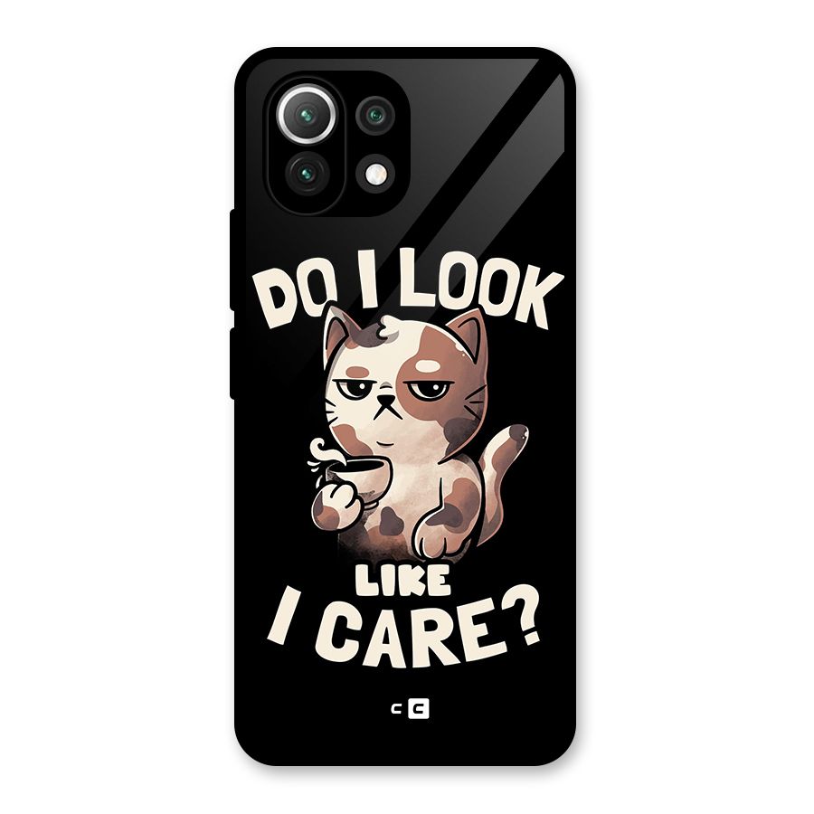 Cat Look Like Care Glass Back Case for Mi 11 Lite